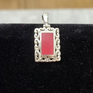 Elegant Sterling Silver and Red Pendant